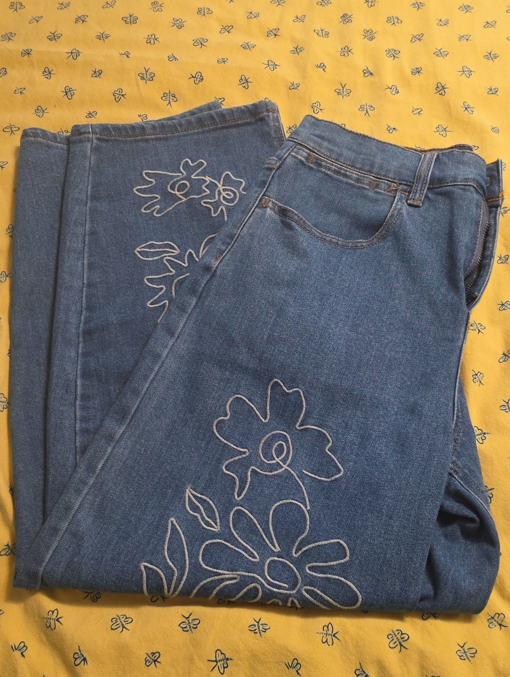Oat New York Embroidered Floral Barrel Jeans